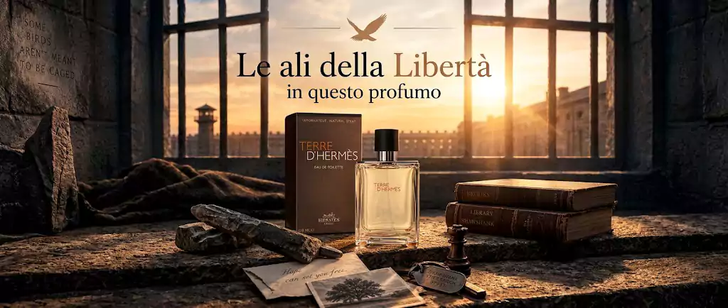 عطر تق د هرمس پارفوم مردانه قرار گرفته روی تکه چوب خیس در طبیعت پاییزی