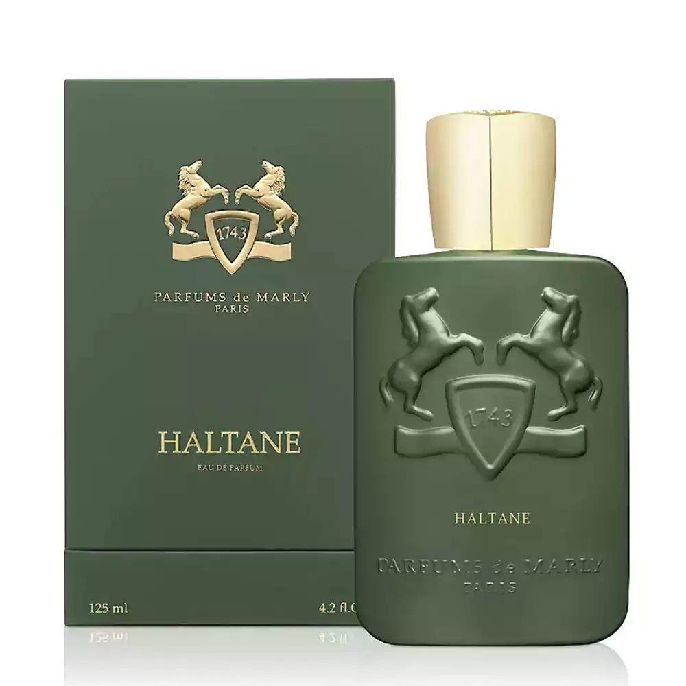جزئیات لوگوی برجسته اسب ها روی شیشه عطر مارلی هالتانه (PdM Haltane) اورجینال